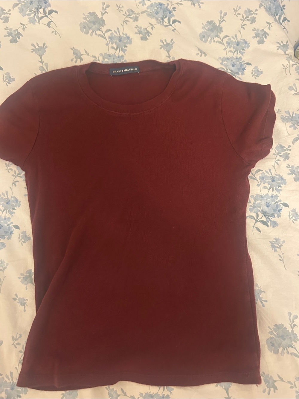 Brandy Melville Short Sleeve Crew Tee in Wine